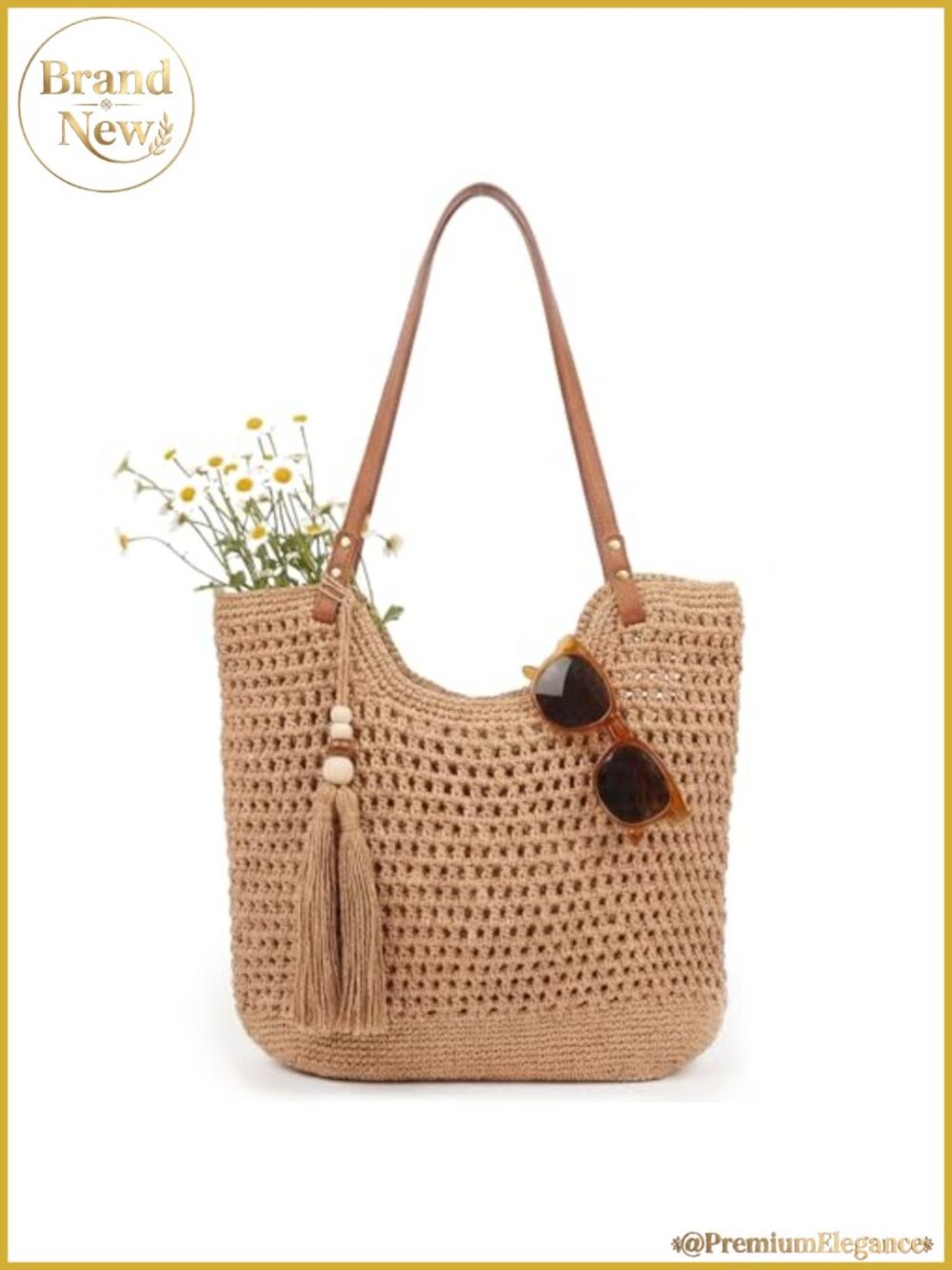 Crochet Woven Tote Bag Shoulder Beach Purse Summer Boho